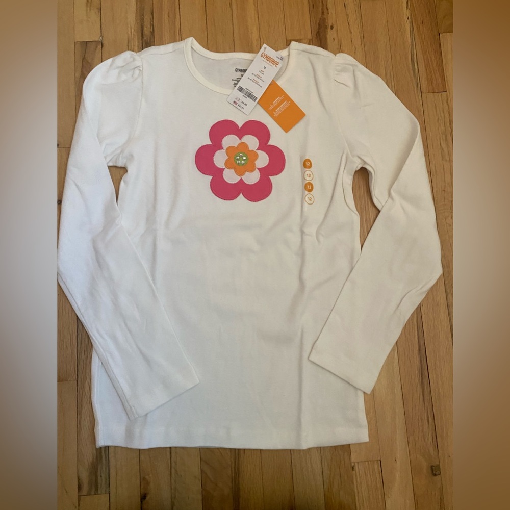 Gymboree NWT Size 12 cream long sleeve with flower top